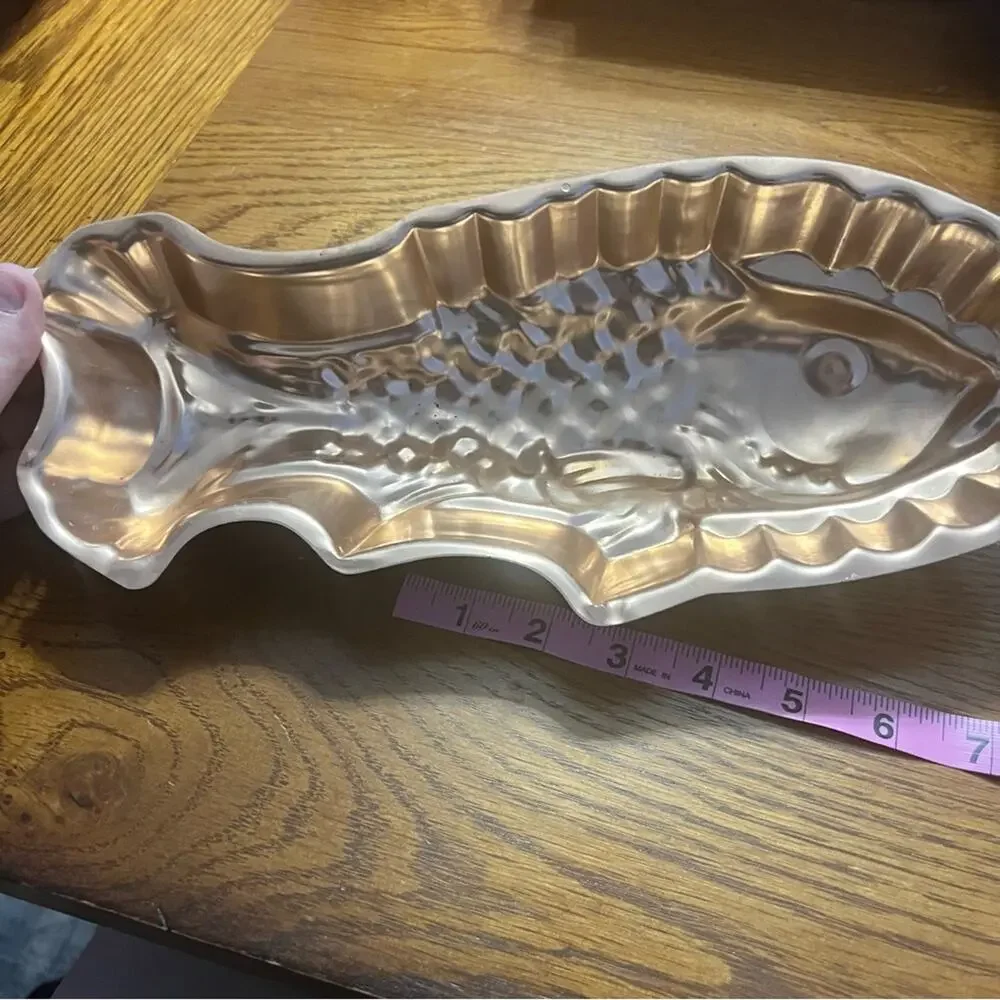 Vintage Copper Fish Mold Cake Pan Salmon Wall Decor Cottagecore 90s Kitchen